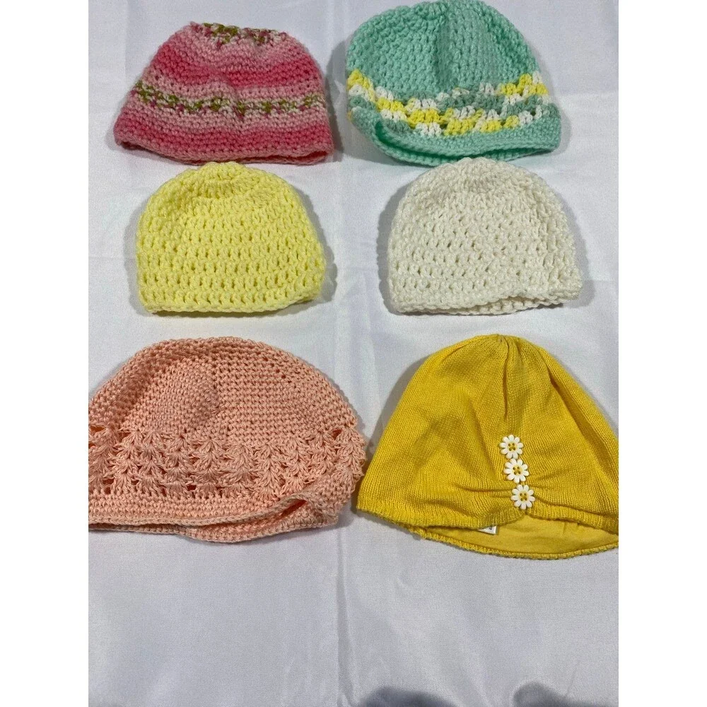 Infant headgear newborn bonnets toddler beanies unisex four hand knit